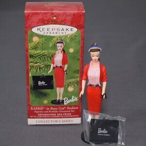 Barbie Hallmark Christmas Ornament Busy Gal Fashion Portfolio Set QX6965 2001